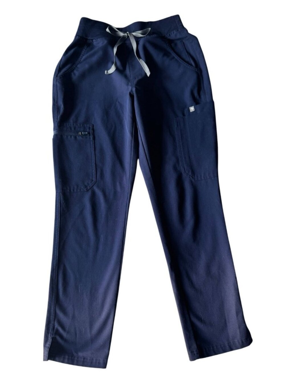 FIGS Women's Size XS Petite Yola Scrub Pant Navy Blue w/ Gray Drawstring